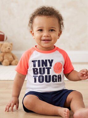 NWT Carters Active Tiny But Tough Basketball Graphic Raglan Tee 12 Months